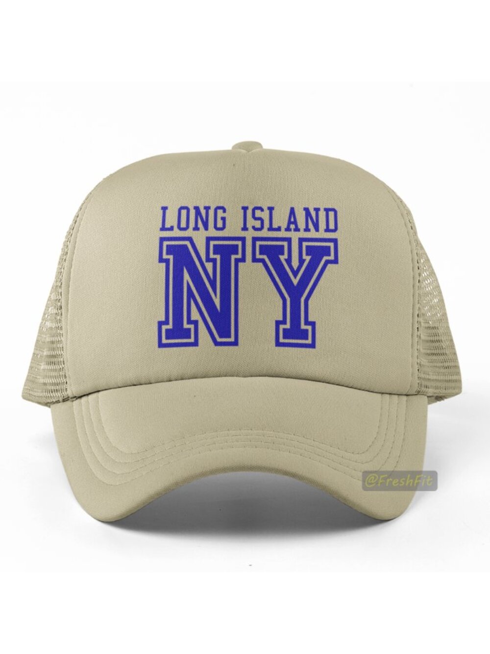 🆕Long Island NY Tan Foam Trucker Hat Mesh Snapback Cap